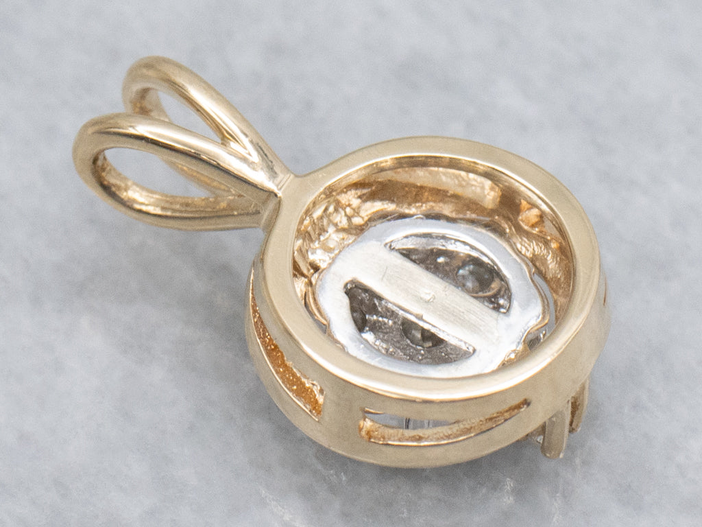 Two-Tone Gold Diamond Cluster Pendant