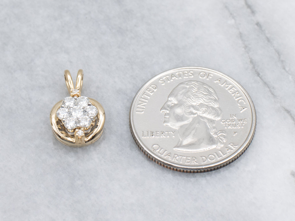 Two-Tone Gold Diamond Cluster Pendant