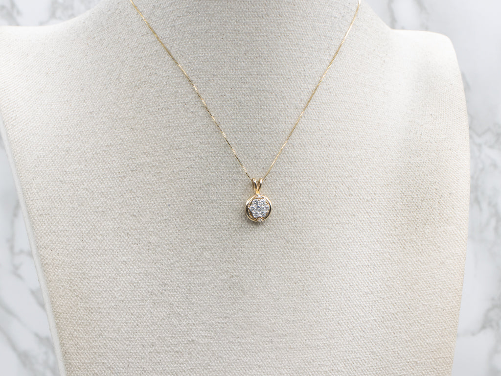 Two-Tone Gold Diamond Cluster Pendant