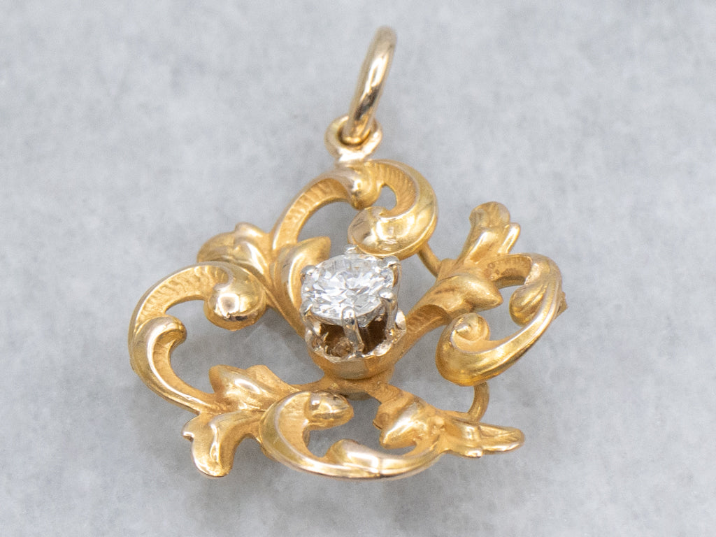 Antique Scrolling Gold Diamond Pendant