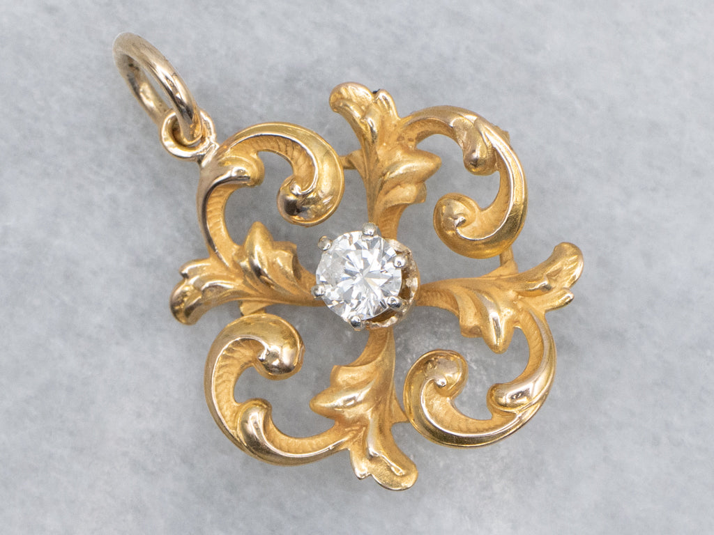 Antique Scrolling Gold Diamond Pendant
