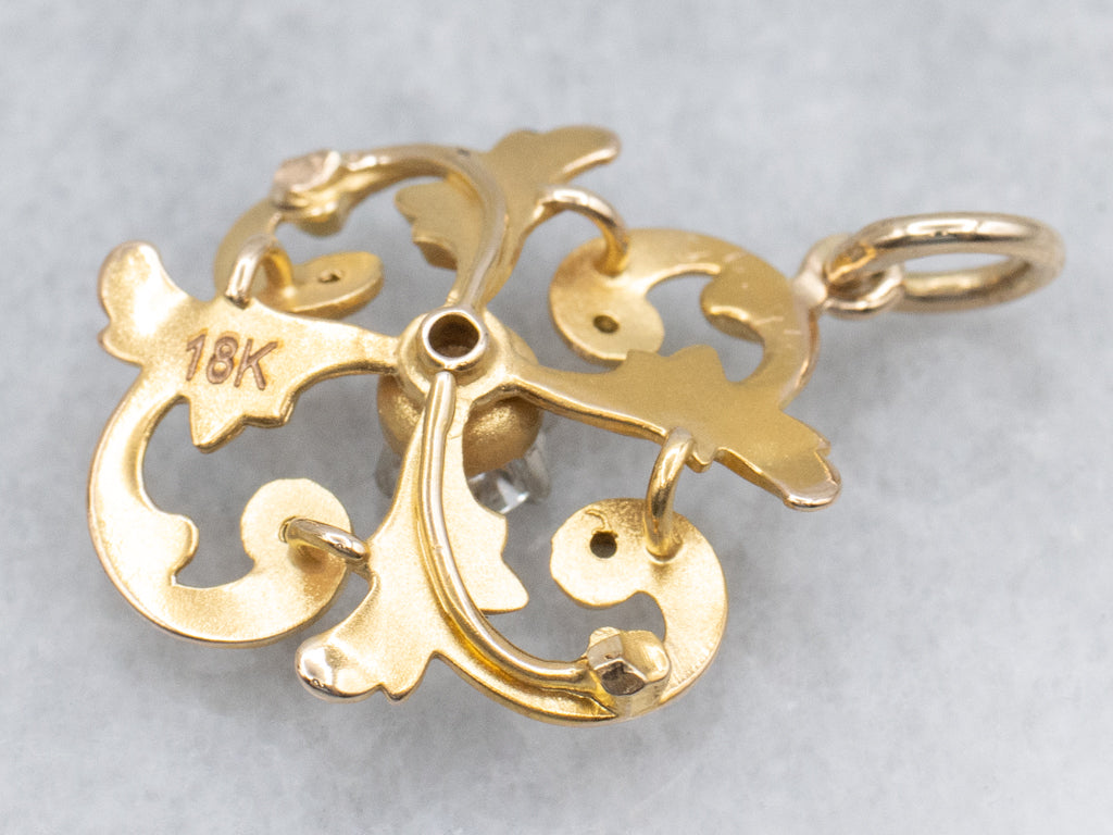 Antique Scrolling Gold Diamond Pendant