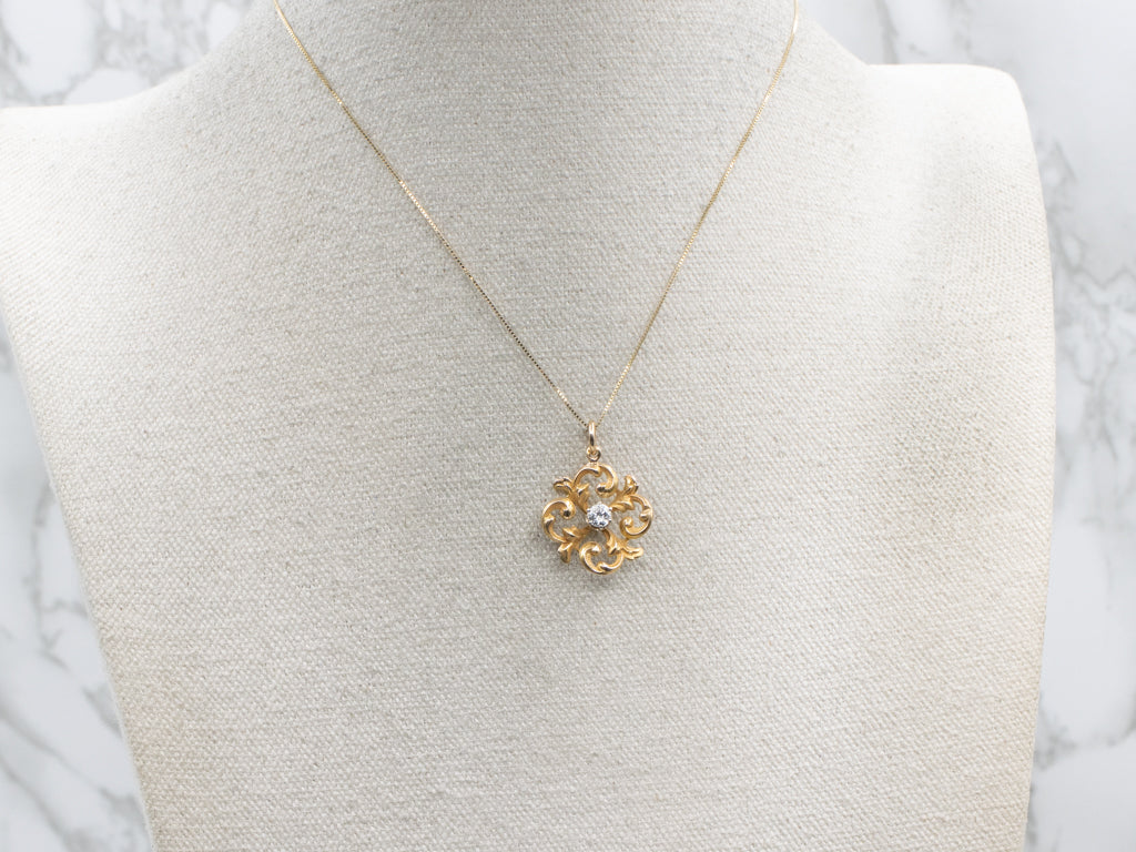 Antique Scrolling Gold Diamond Pendant