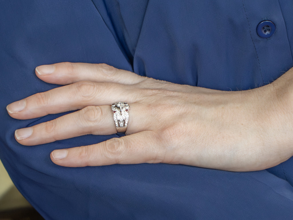 Diamond and Bezel-Set Ruby Accent Wide White Gold Ring