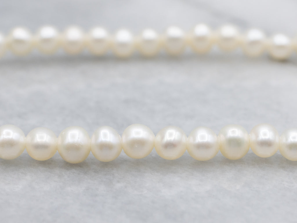 Freshwater Pearl Beaded Necklace with Yellow Gold Filigree Clasp