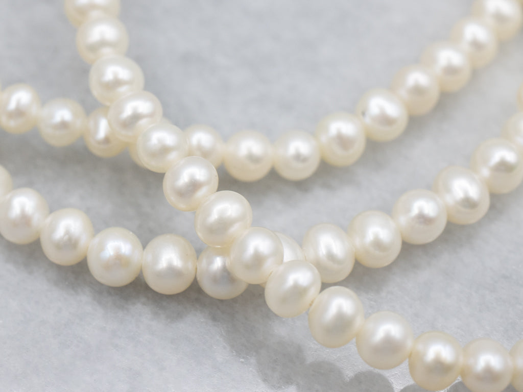 Freshwater Pearl Beaded Necklace with Yellow Gold Filigree Clasp