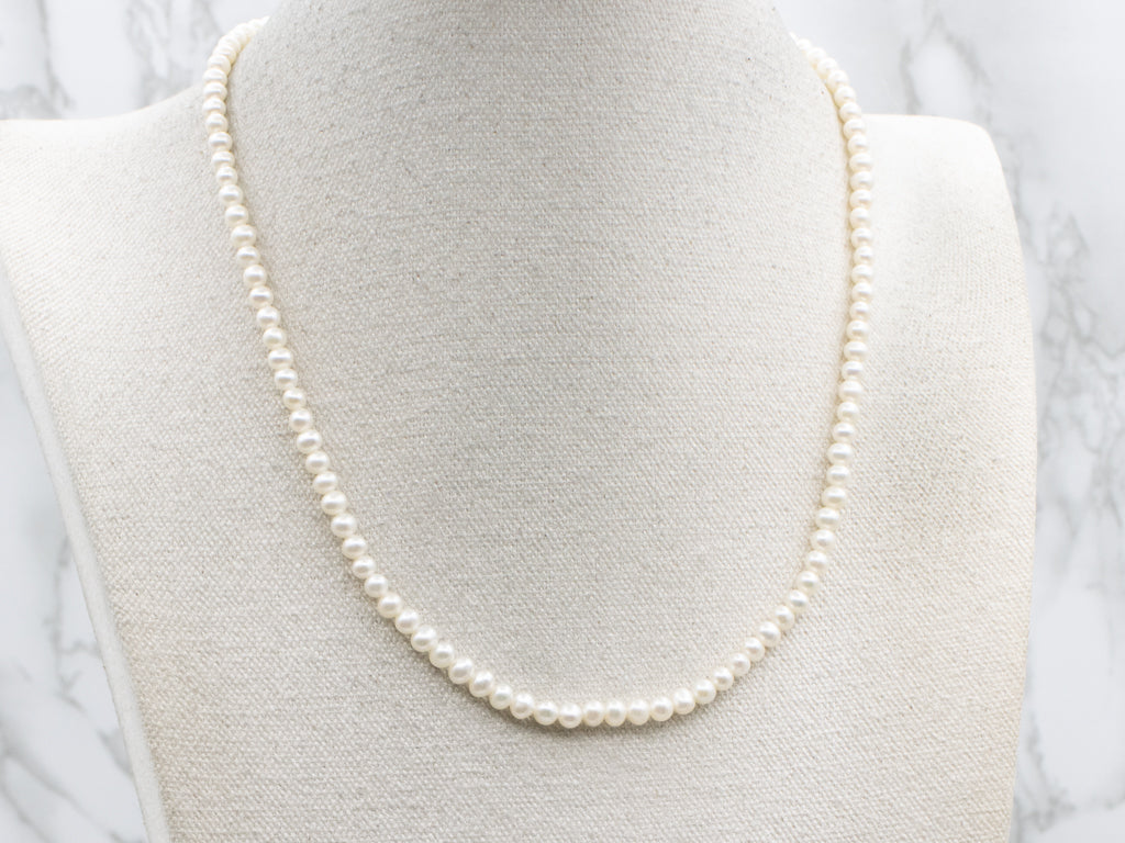 Freshwater Pearl Beaded Necklace with Yellow Gold Filigree Clasp