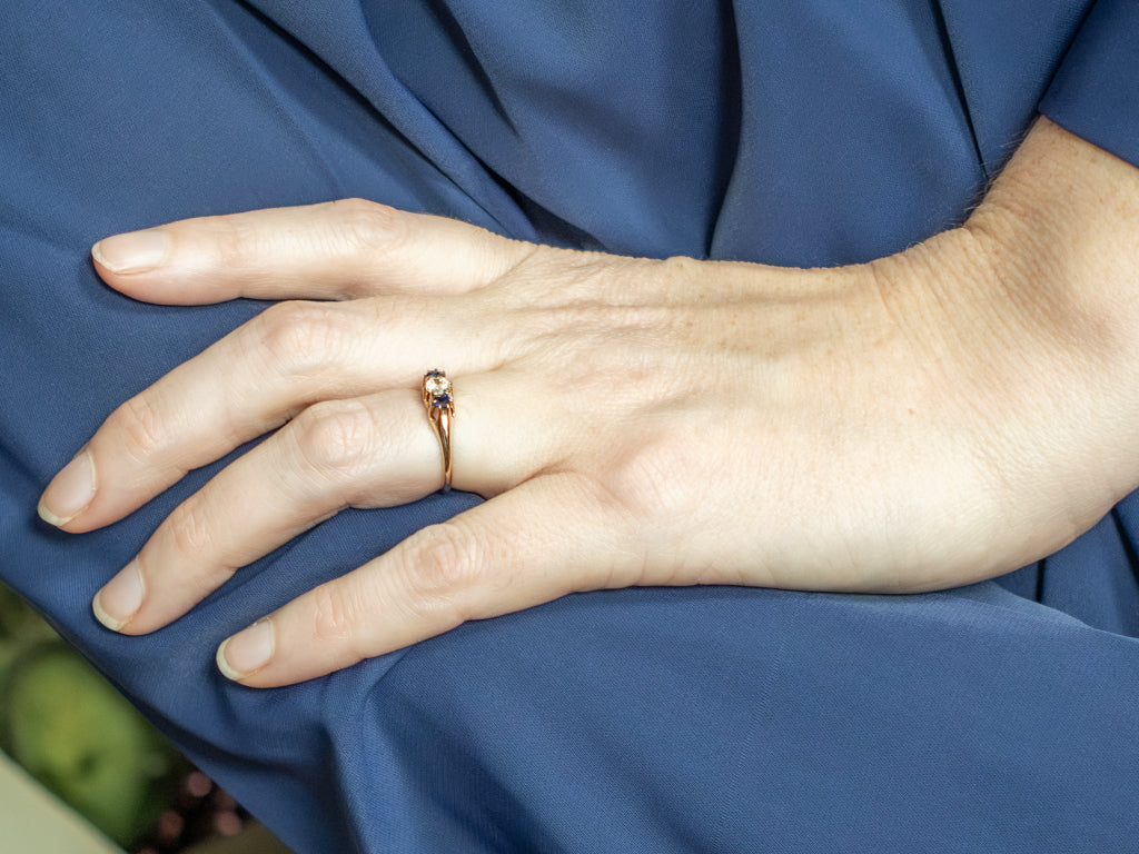 Three Stone Diamond and Sapphire Engagement Ring