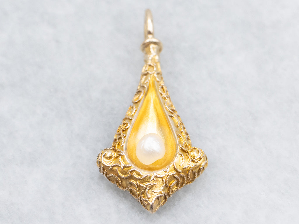 Antique Freshwater Pearl and Gold Stickpin Conversion Pendant