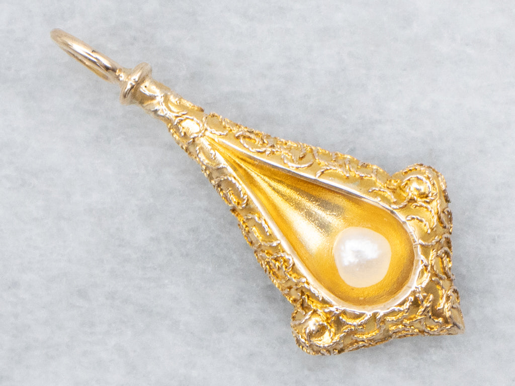 Antique Freshwater Pearl and Gold Stickpin Conversion Pendant
