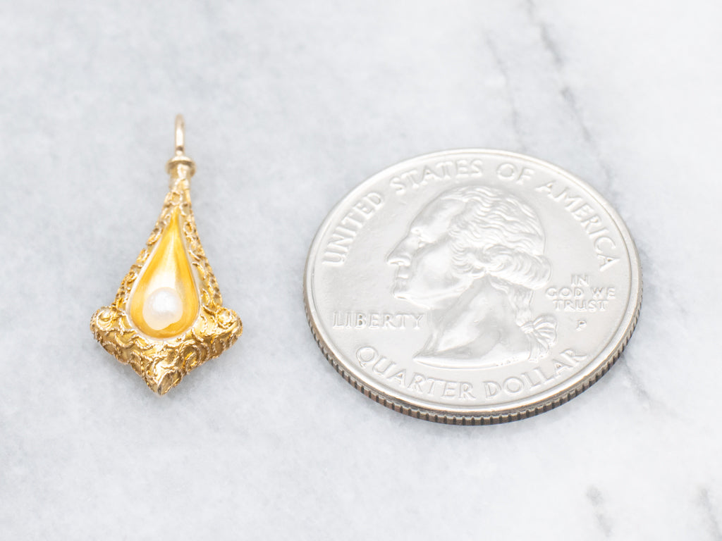 Antique Freshwater Pearl and Gold Stickpin Conversion Pendant