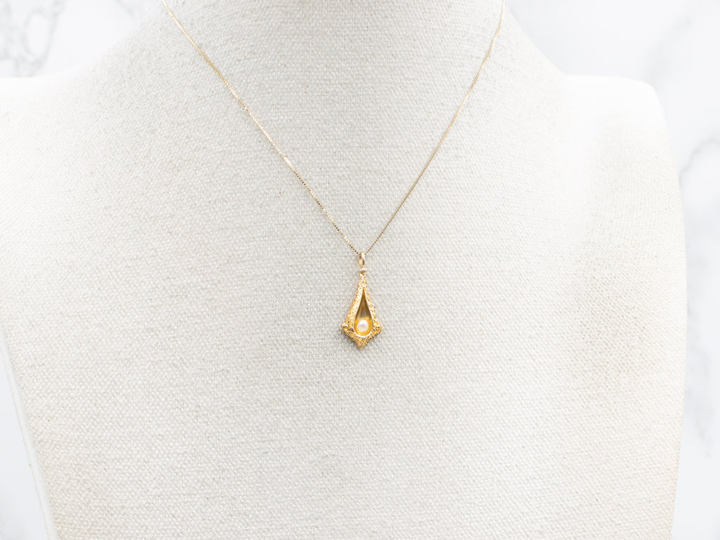 Antique Freshwater Pearl and Gold Stickpin Conversion Pendant