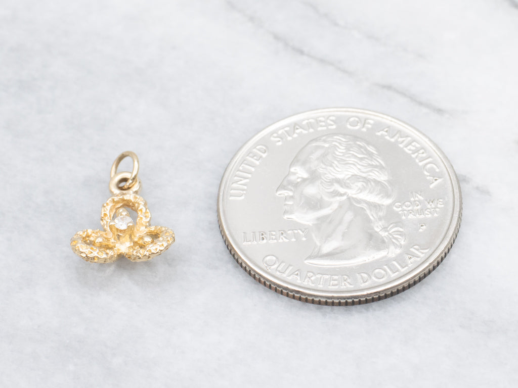 Antique Textured Yellow Gold and Diamond Stickpin Conversion Pendant