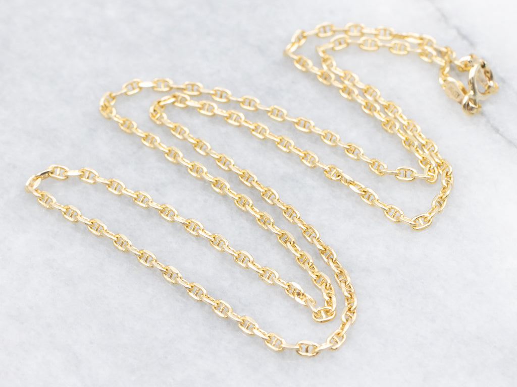 Yellow Gold Anchor Chain with Spring Ring Clasp
