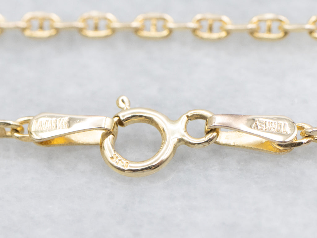 Yellow Gold Anchor Chain with Spring Ring Clasp