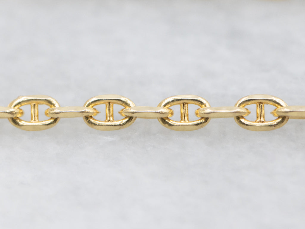 Yellow Gold Anchor Chain with Spring Ring Clasp