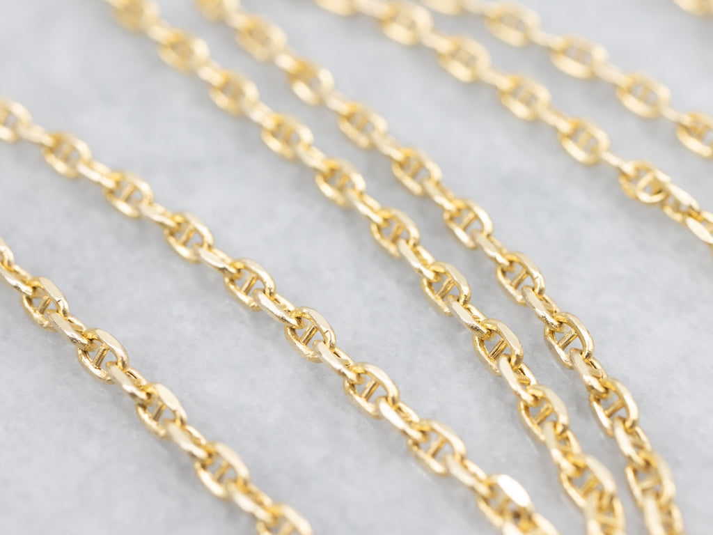 Yellow Gold Anchor Chain with Spring Ring Clasp
