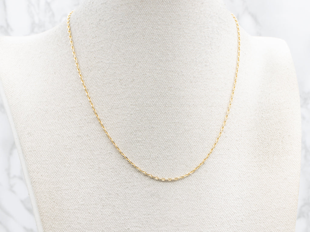 Yellow Gold Anchor Chain with Spring Ring Clasp