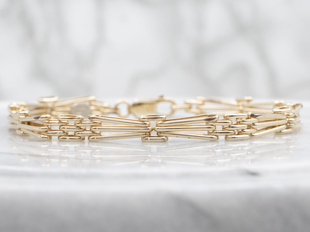 Elongated Italian Gold Gate Link Bracelet