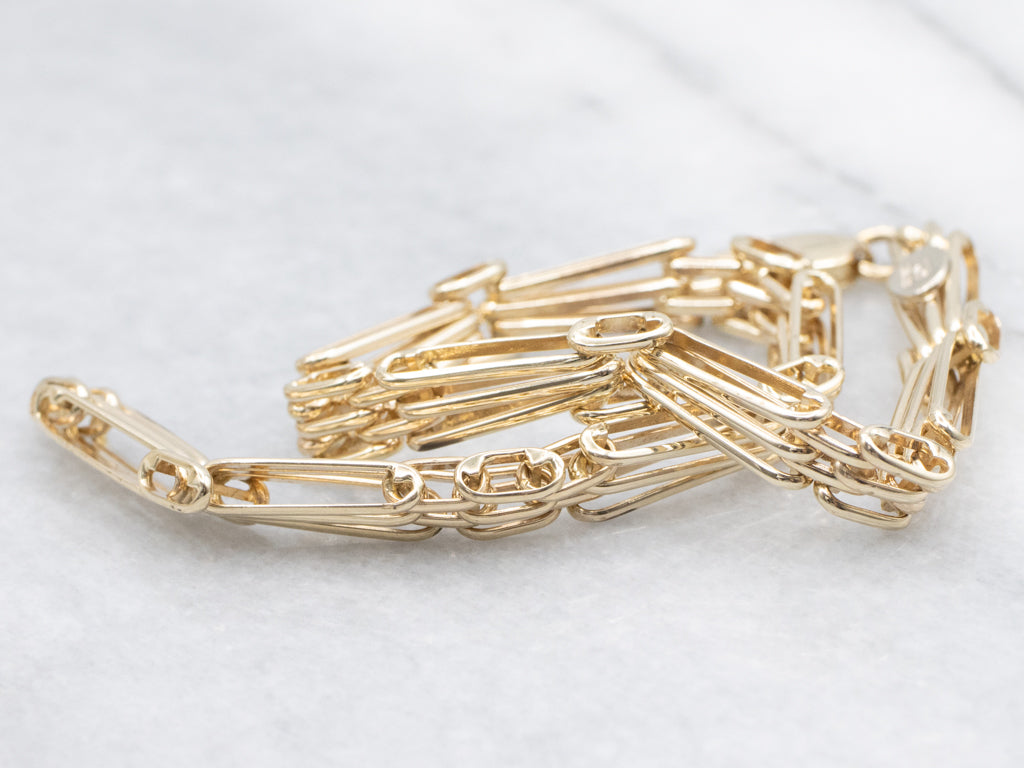 Elongated Italian Gold Gate Link Bracelet