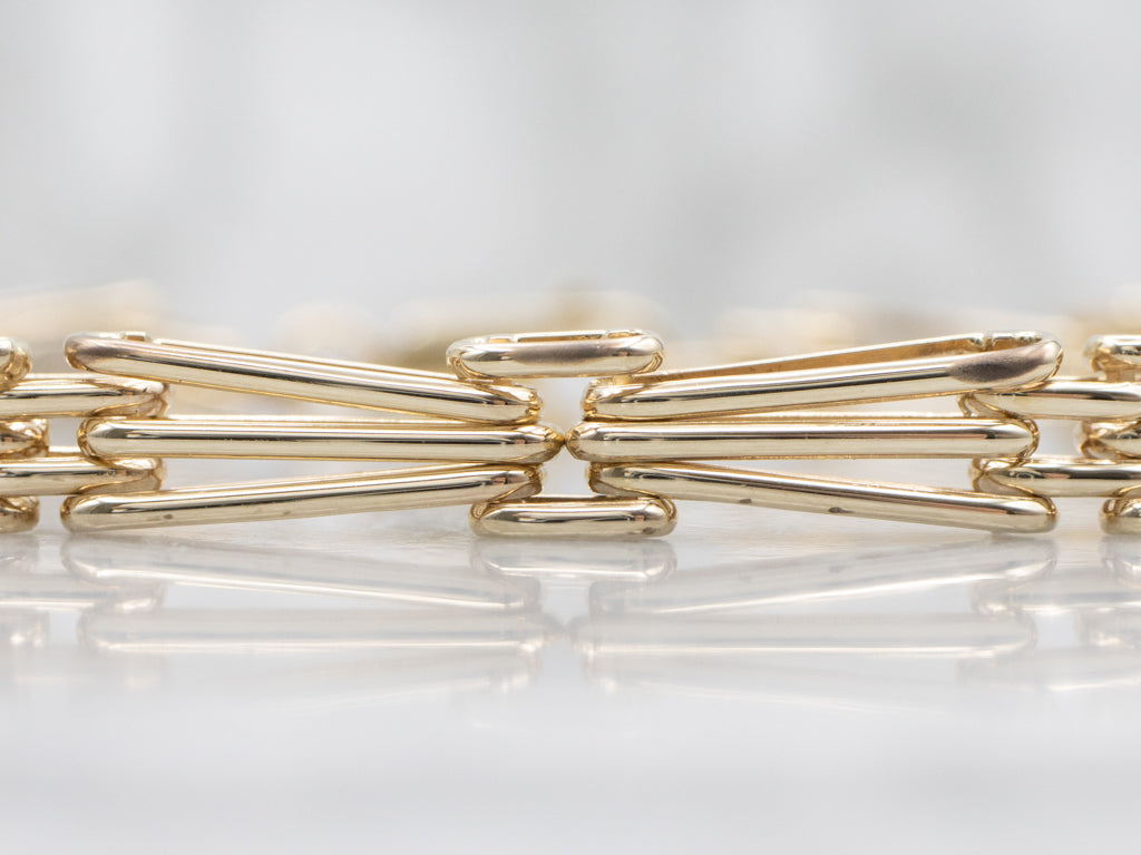 Elongated Italian Gold Gate Link Bracelet