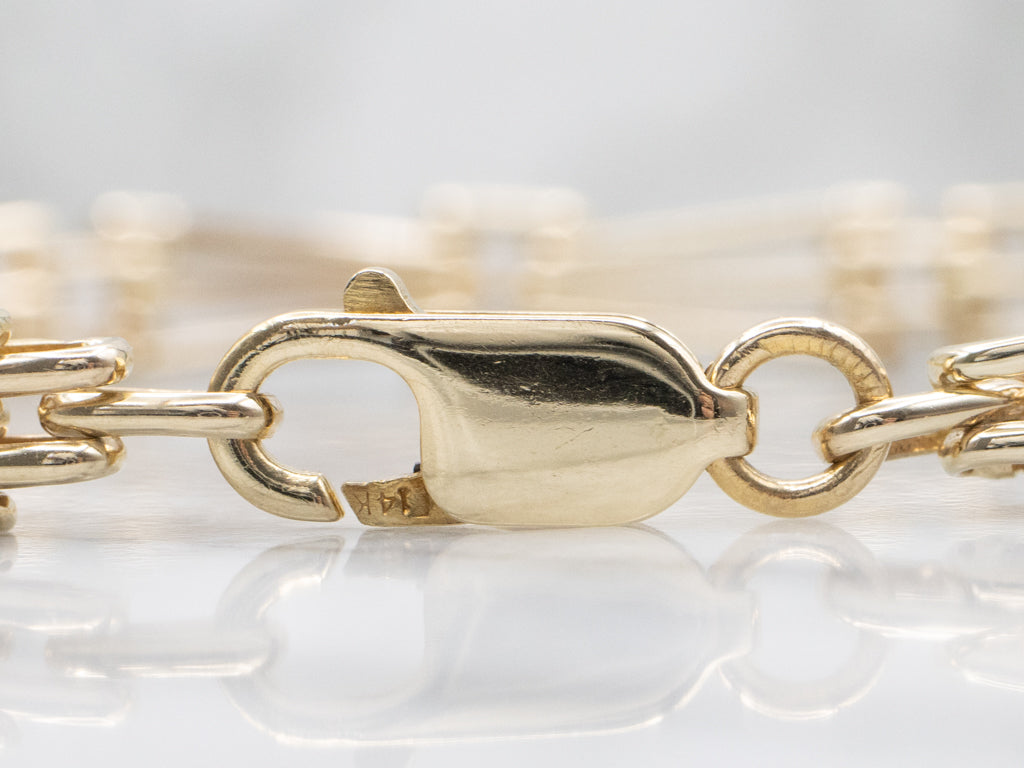 Elongated Italian Gold Gate Link Bracelet