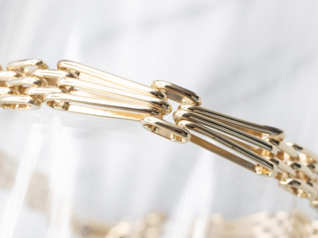 Elongated Italian Gold Gate Link Bracelet