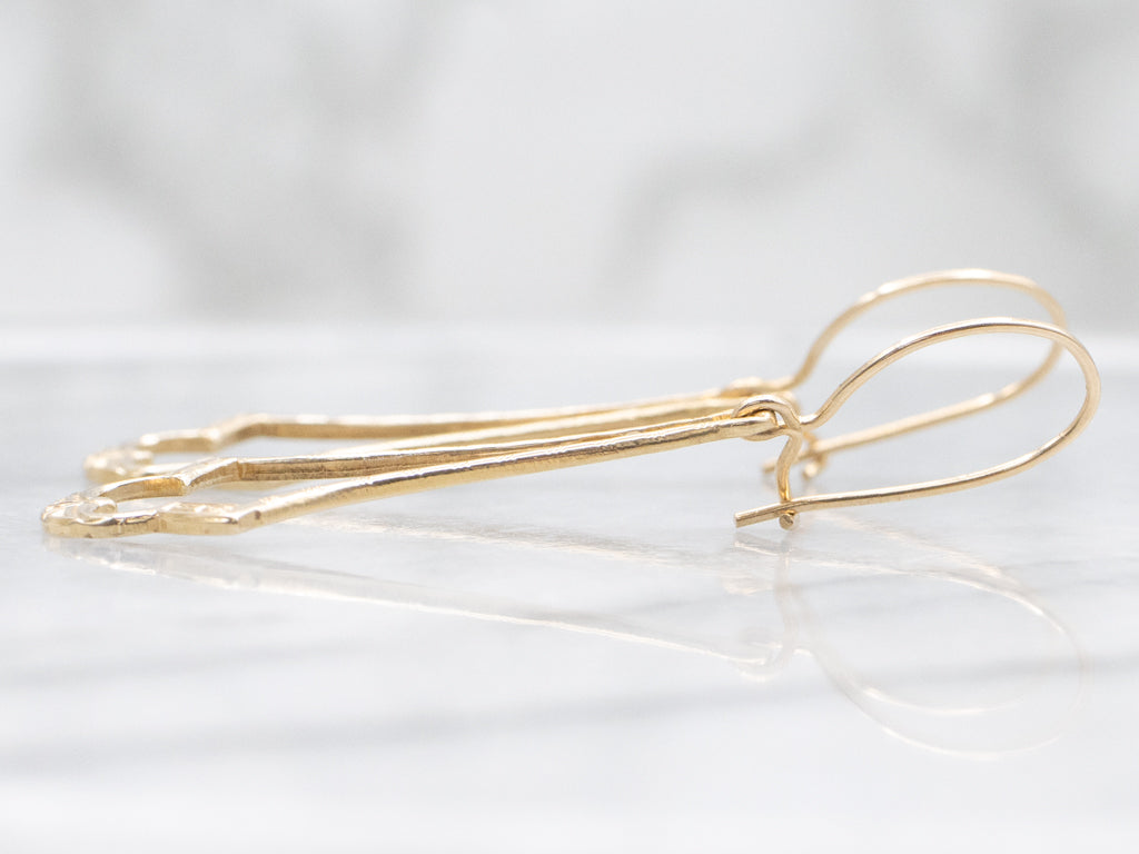 Engraved Yellow Gold Antique Drop Earrings