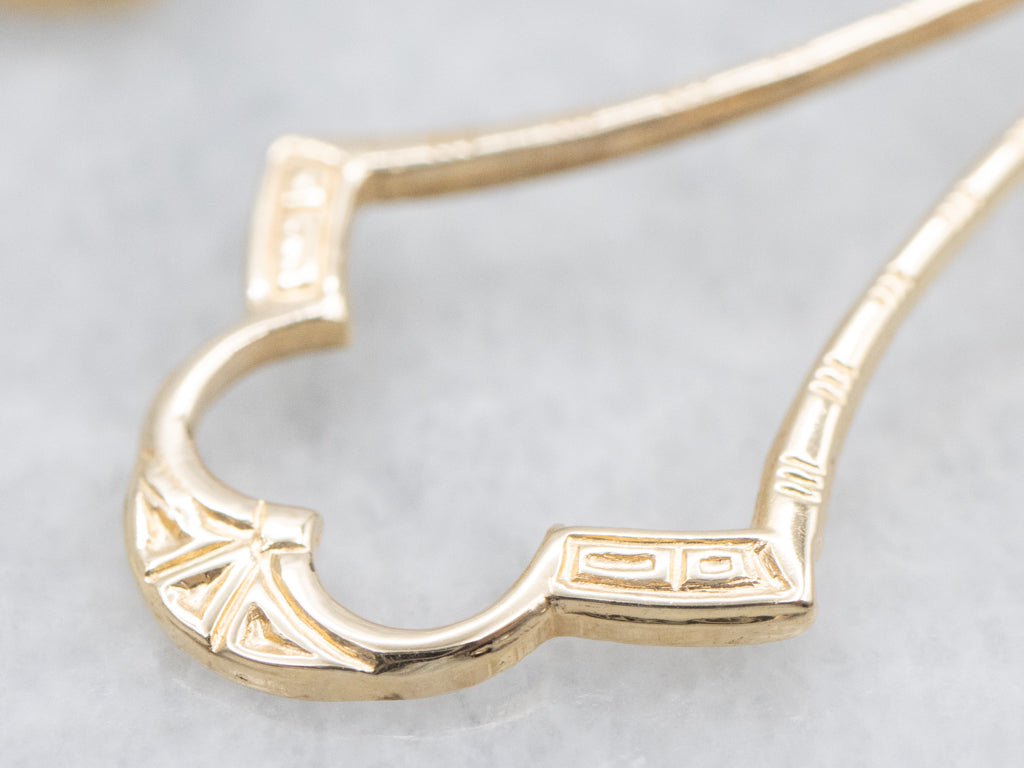 Engraved Yellow Gold Antique Drop Earrings