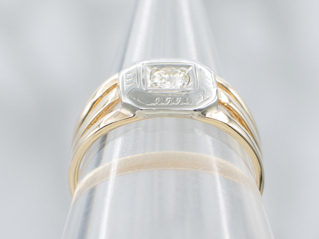 Mix-Era Old Mine Cut Diamond Solitaire Ring