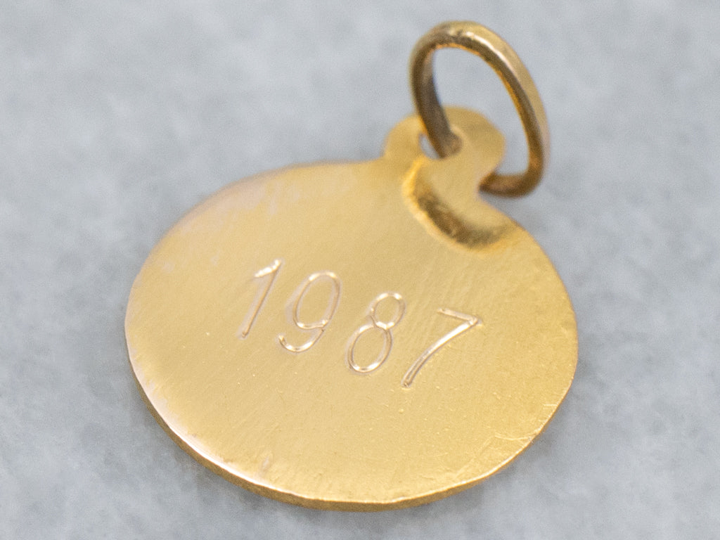 Portuguese "L ca de Pais" Gold Floral Disc Charm Pendant