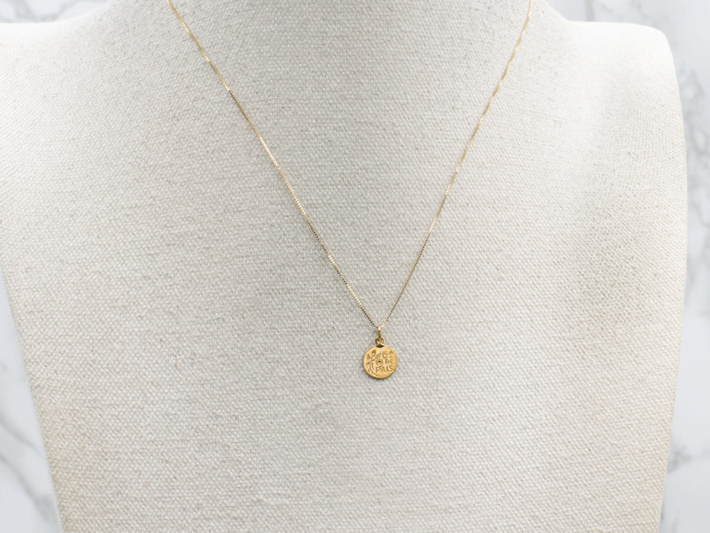 Portuguese "L ca de Pais" Gold Floral Disc Charm Pendant
