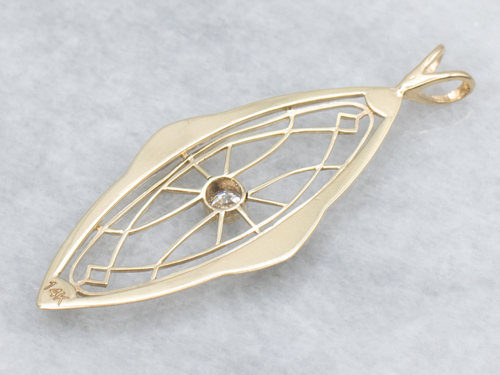 Yellow Gold and Diamond Antique Pin Conversion Pendant