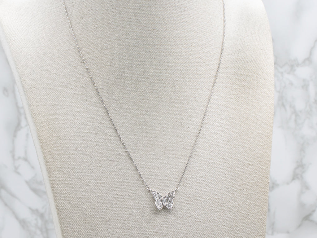 Diamond Encrusted Butterfly Pendant Necklace