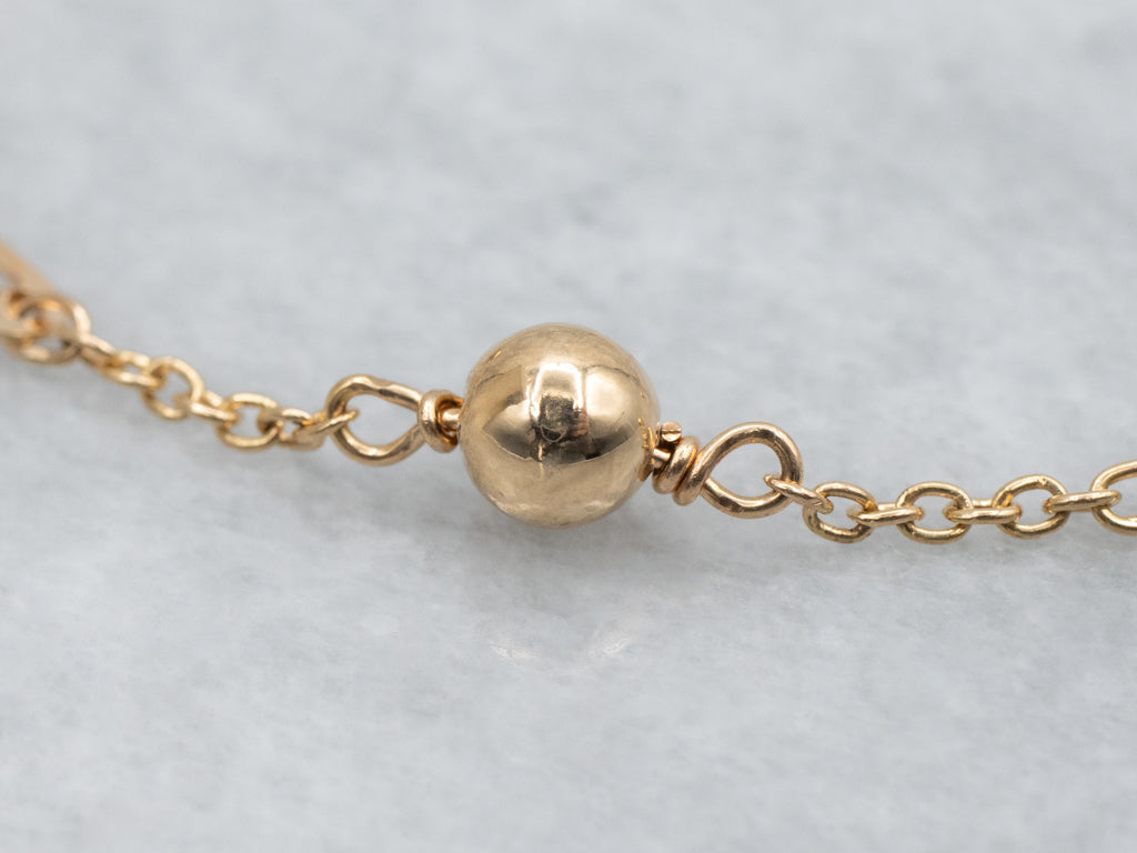 Beaded 800 Gold Station Link Bracelet
