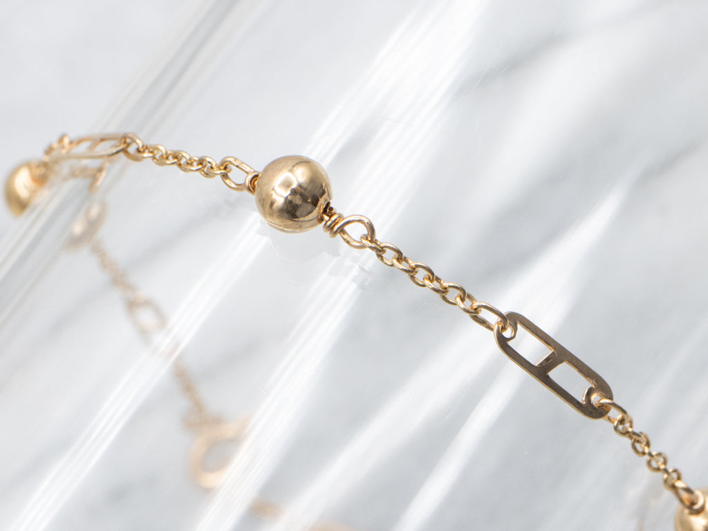 Beaded 800 Gold Station Link Bracelet