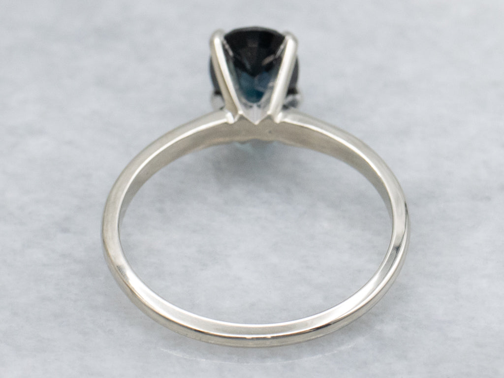 White Gold Oval-Cut Sapphire Solitaire Engagement Ring
