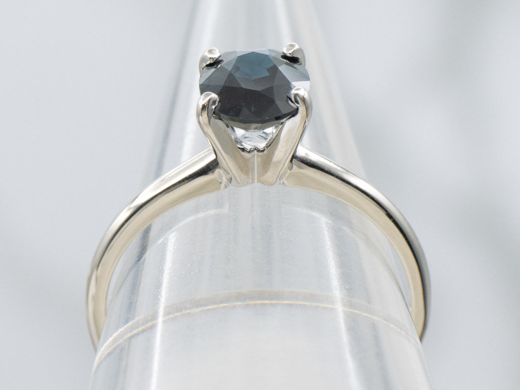 White Gold Oval-Cut Sapphire Solitaire Engagement Ring