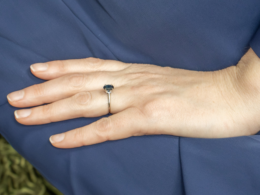 White Gold Oval-Cut Sapphire Solitaire Engagement Ring