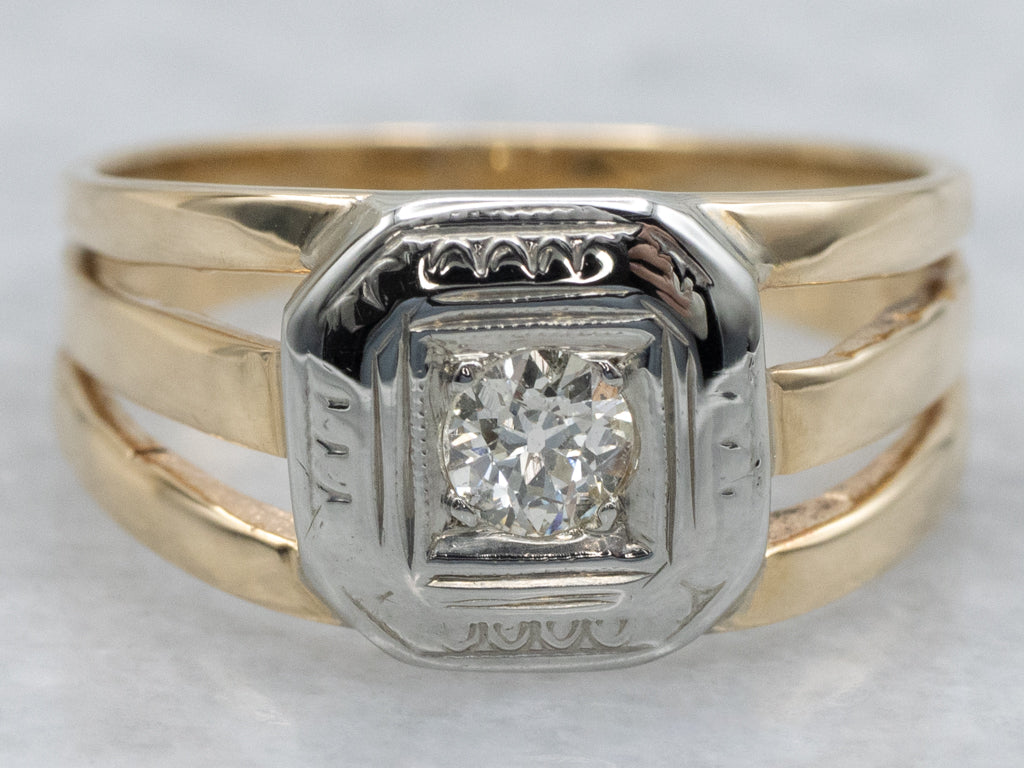 Mix-Era Old Mine Cut Diamond Solitaire Ring