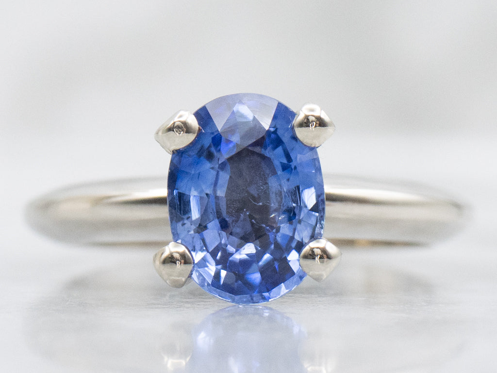 Four-Prong White Gold Sapphire Solitaire Engagement Ring
