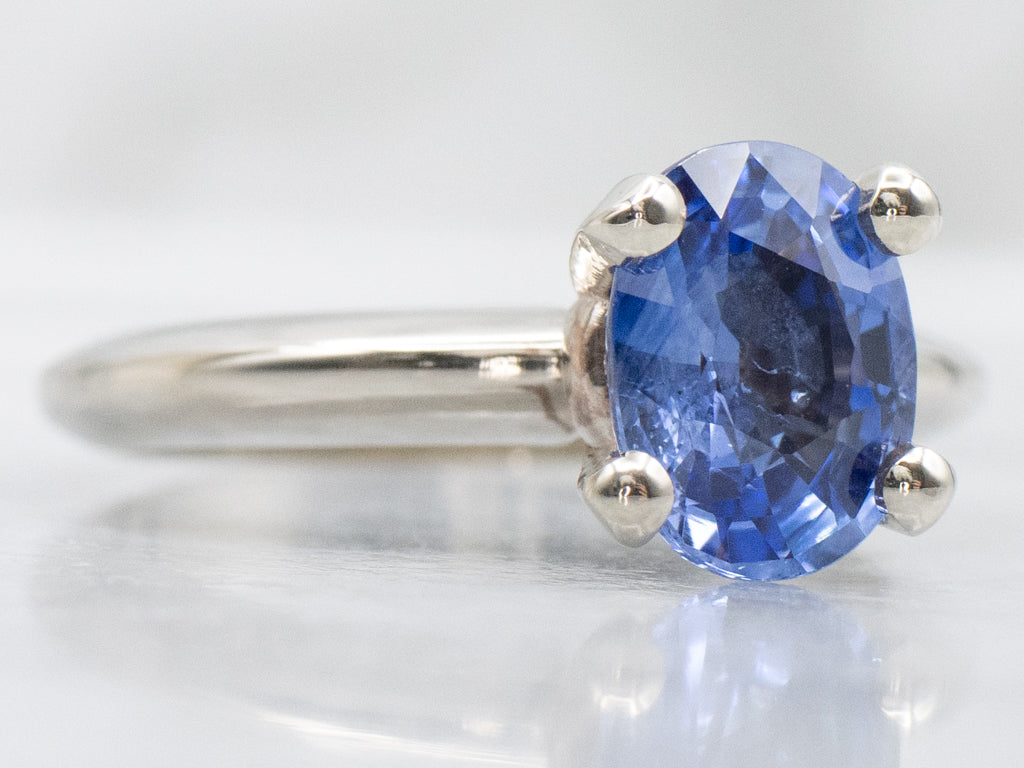 Four-Prong White Gold Sapphire Solitaire Engagement Ring