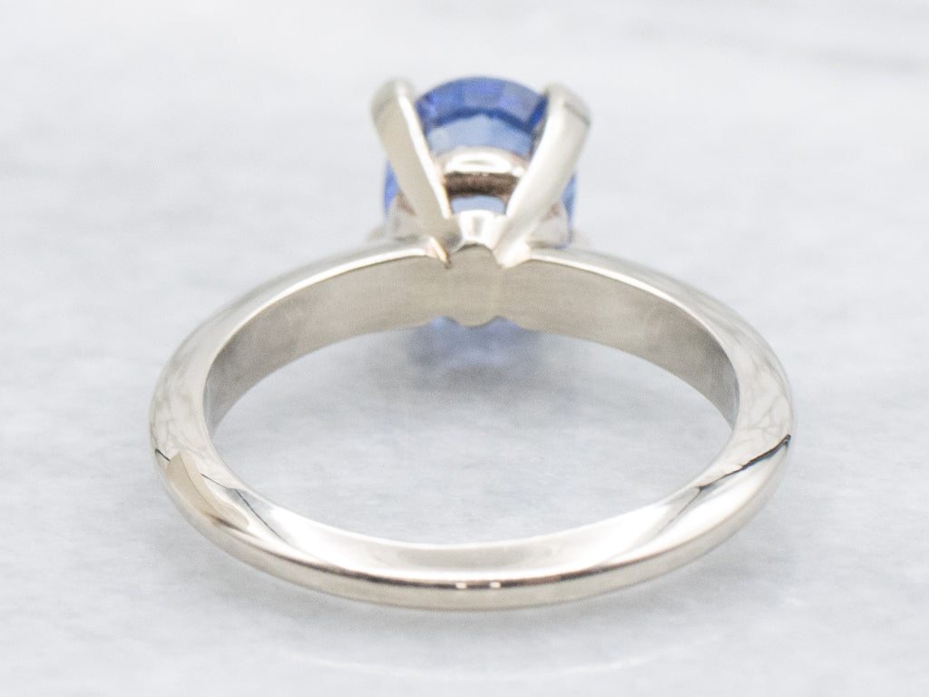 Four-Prong White Gold Sapphire Solitaire Engagement Ring