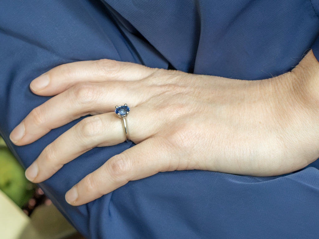 Four-Prong White Gold Sapphire Solitaire Engagement Ring