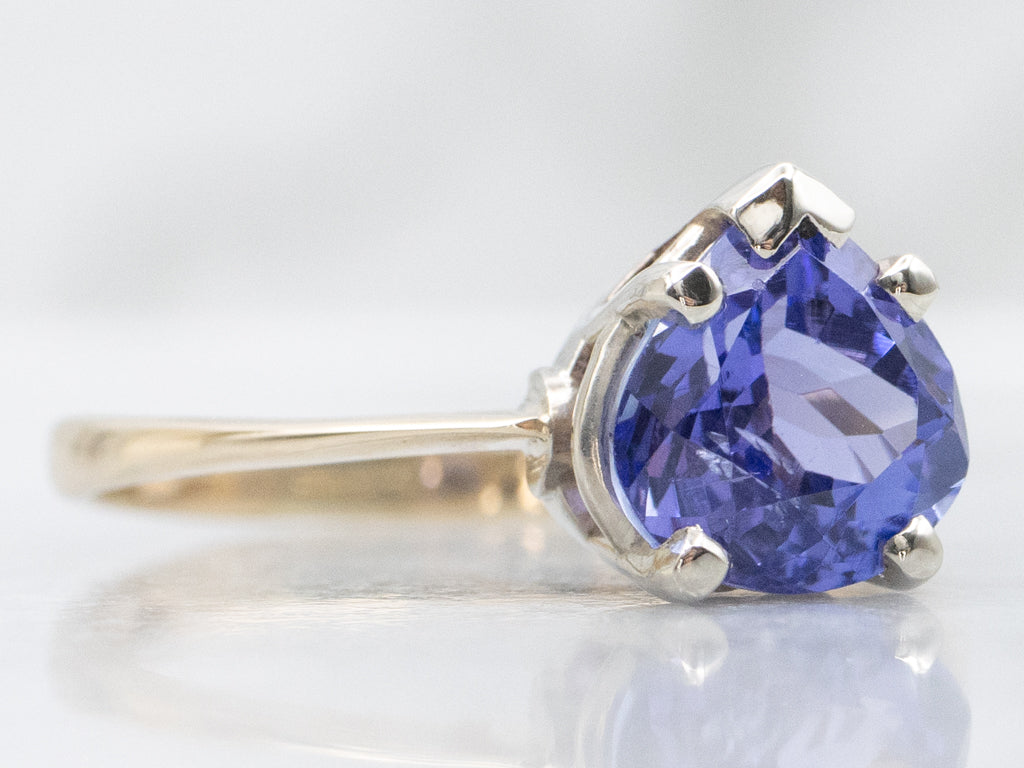 Pear-Cut Tanzanite Two-Tone Gold Solitaire Ring