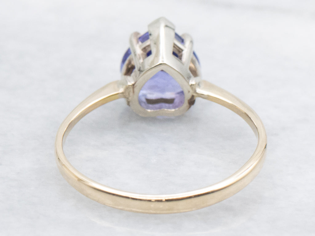 Pear-Cut Tanzanite Two-Tone Gold Solitaire Ring
