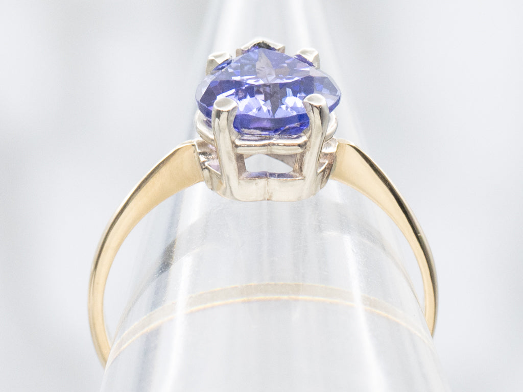 Pear-Cut Tanzanite Two-Tone Gold Solitaire Ring