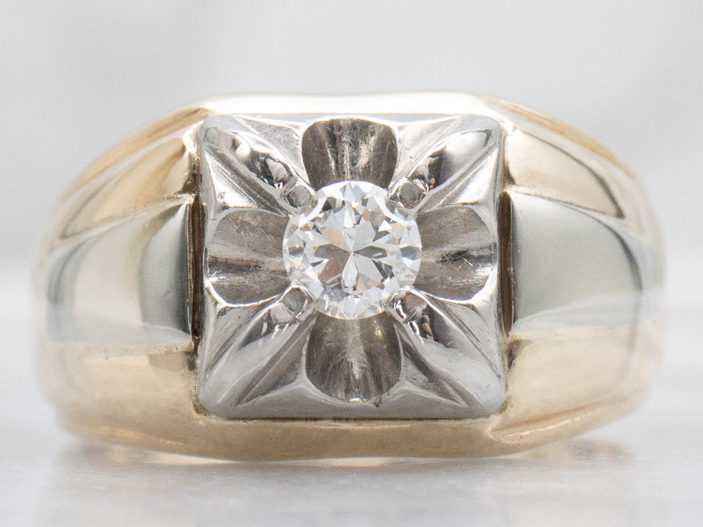 Men's Vintage Gold Diamond Solitaire Ring