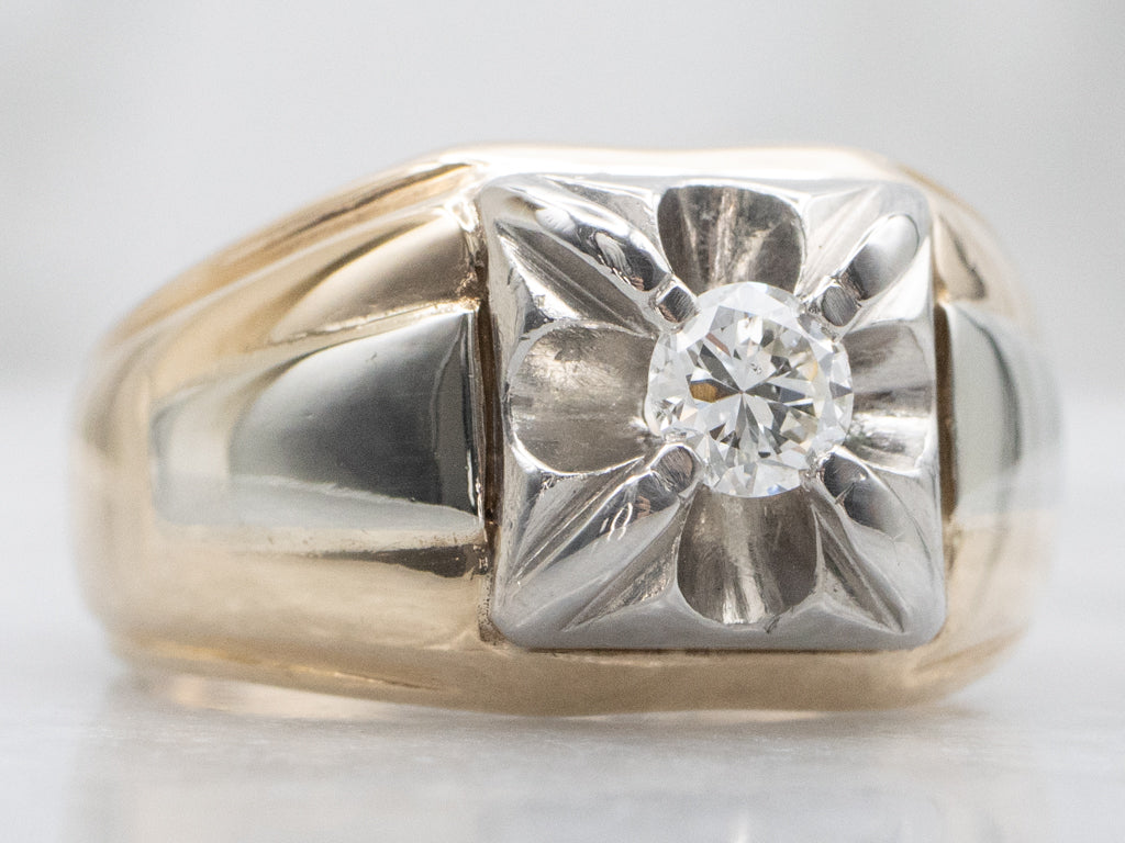 Men's Vintage Gold Diamond Solitaire Ring