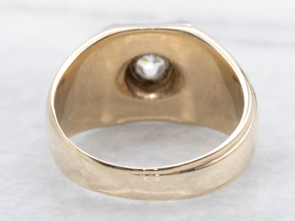Men's Vintage Gold Diamond Solitaire Ring
